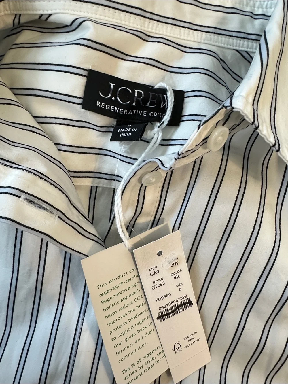J. Crew Eyelet puff-sleeve shirt in striped cotton poplin
